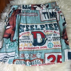NWT Double D Ranch Traveling Show Skort Bohemian Boho Western Graphic